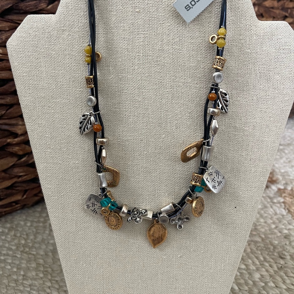 Chico's Silver and Gold Necklace with Asymmetrical Design